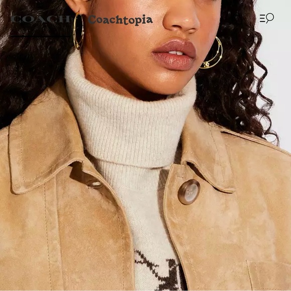 NWT COACH Signature Logo Gold Double Hoop Earrings Brand New With Tag - Picture 6 of 10